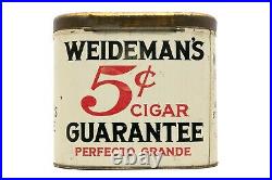Rare 1910s Weidemans litho 50 cigar hinged humidor tin in very good cond