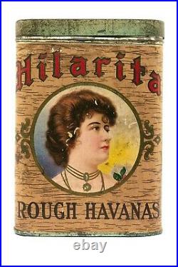 Rare 1910s paper label Hilarita 25 cigar humidor tin in good condition