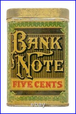 Rare 1920s Bank Note litho 25 humidor cigar tin in excellent condition