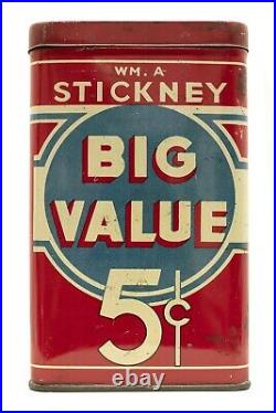 Rare 1920s Big Value square 25 humidor cigar tin in good condition