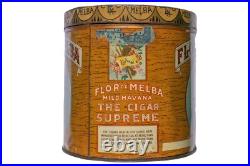 Rare 1920s Flor de Melba litho humidor 50 cigar tin in good condition Rare 1920s Flor de Melba litho humidor 50 cigar tin in good condition