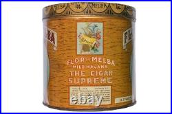 Rare 1920s Flor de Melba litho humidor 50 cigar tin in good condition Rare 1920s Flor de Melba litho humidor 50 cigar tin in good condition