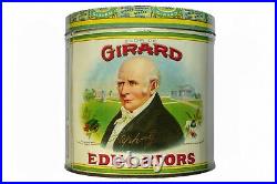 Rare 1920s Girard Educators litho 50 cigar humidor tin in excellent condition