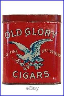 Rare 1920s Old Glory 50 humidor cigar tin is in very good condition