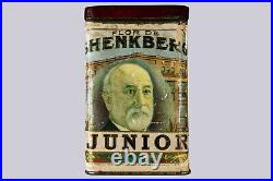 Rare 1920s Shenkberg Junior paper label 25 cigar humidor tin in good cond