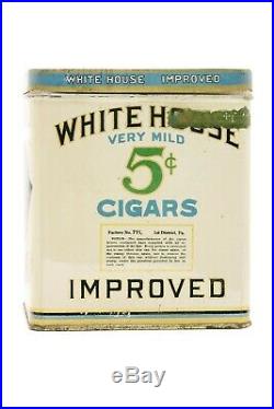 Rare 1920s White House rectangular 50 humidor cigar tin in excellent condition