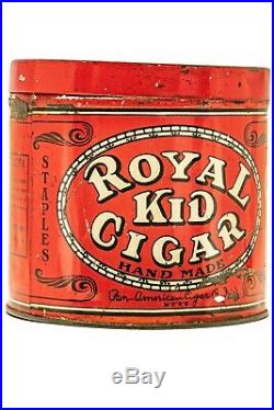 Rare 1921 Royal Kid litho 50 cigar humidor tin in good condition