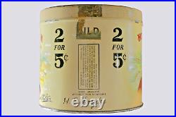Rare 1930s Isak Walton litho 50 cigar humidor tin is in very good condition