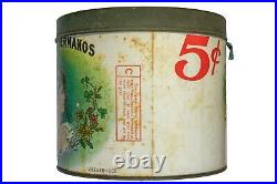 Rare 1950s Sanchez Hermanos cardboard humidor 50 cigar canister in good cond