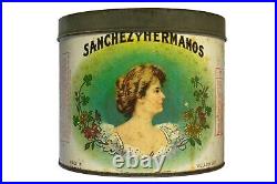 Rare 1950s Sanchez Hermanos cardboard humidor 50 cigar canister in good cond