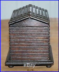 Rare 19th Century Black Forest Wood Cigar Box Humidor With Angry Dog Kennel
