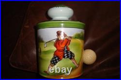 Rare ANTIQUE 1930's GOLFER PORCELAIN TOBACCO JAR / HUMIDOR by NORITAKE