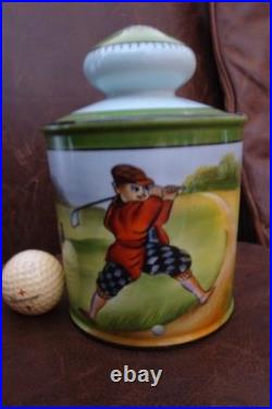 Rare ANTIQUE 1930's GOLFER PORCELAIN TOBACCO JAR / HUMIDOR by NORITAKE
