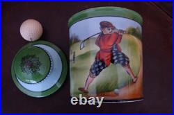 Rare ANTIQUE 1930's GOLFER PORCELAIN TOBACCO JAR / HUMIDOR by NORITAKE