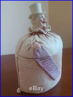 Rare Antique BERNARD BLOCH Ceramic Tobacco Jar Humidor Man Figural