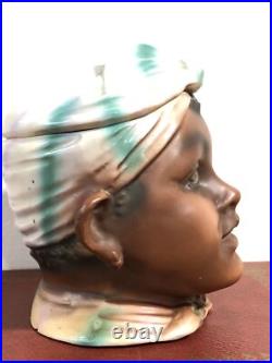 Rare Antique Black Americana Head Girl Porcelain Tobacco Humidor Jar Check video Rare Antique Black Americana Head Girl Porcelain Tobacco Humidor Jar Check video