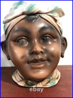 Rare Antique Black Americana Head Girl Porcelain Tobacco Humidor Jar Check video Rare Antique Black Americana Head Girl Porcelain Tobacco Humidor Jar Check video