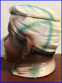 Rare Antique Black Americana Head Girl Porcelain Tobacco Humidor Jar Check video Rare Antique Black Americana Head Girl Porcelain Tobacco Humidor Jar Check video