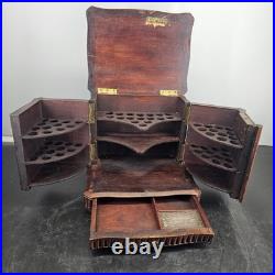Rare Antique Black Forest 8.5 Smoker Tobacco Humidor Sigar Chest Needle Point