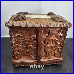 Rare Antique Black Forest 8.5 Smoker Tobacco Humidor Sigar Chest Needle Point