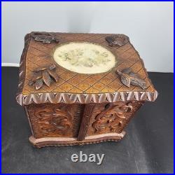 Rare Antique Black Forest 8.5 Smoker Tobacco Humidor Sigar Chest Needle Point