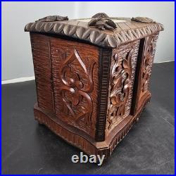 Rare Antique Black Forest 8.5 Smoker Tobacco Humidor Sigar Chest Needle Point