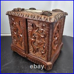 Rare Antique Black Forest 8.5 Smoker Tobacco Humidor Sigar Chest Needle Point