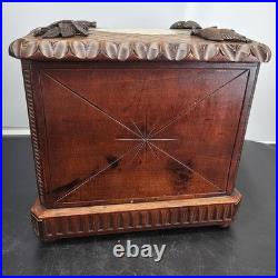 Rare Antique Black Forest 8.5 Smoker Tobacco Humidor Sigar Chest Needle Point