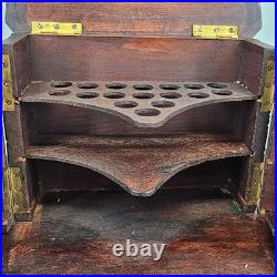 Rare Antique Black Forest 8.5 Smoker Tobacco Humidor Sigar Chest Needle Point
