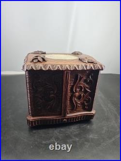 Rare Antique Black Forest 8.5 Smoker Tobacco Humidor Sigar Chest Needle Point