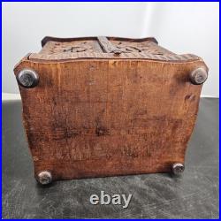 Rare Antique Black Forest 8.5 Smoker Tobacco Humidor Sigar Chest Needle Point