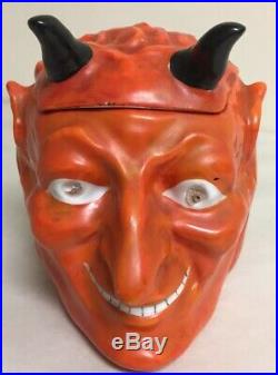 Rare Antique Devil Head Tobacco Jar/humidor Victoria Carlsbad Austria Porcelain