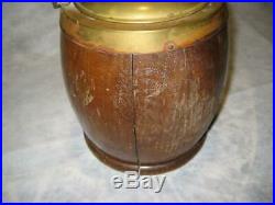 Rare Antique English Wood Silverplate Tobacco Jar Humidor With Shield As Is