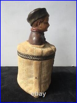 Rare Antique Figural Tobacco Jar Humidor Boys Head on Sack by Johann Maresch JM
