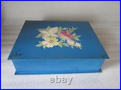 Rare Antique Hand Painted Metal Humidor Cigar Box Made in USA