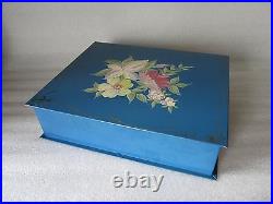 Rare Antique Hand Painted Metal Humidor Cigar Box Made in USA