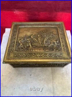 Rare Antique Ornate Scene Motif Bronze Humidor c. 1890's