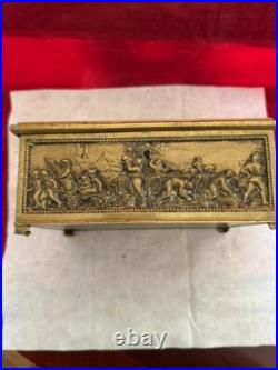 Rare Antique Ornate Scene Motif Bronze Humidor c. 1890's