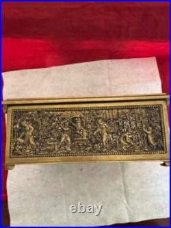 Rare Antique Ornate Scene Motif Bronze Humidor c. 1890's