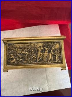 Rare Antique Ornate Scene Motif Bronze Humidor c. 1890's