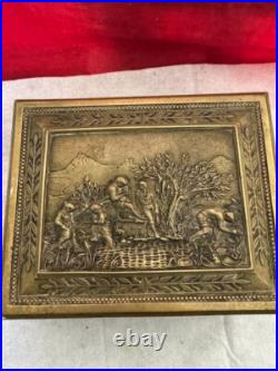 Rare Antique Ornate Scene Motif Bronze Humidor c. 1890's