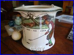 Rare Antique ROYAL DOULTON Porcelain GOLF Tobacco HUMIDOR Every Dog Has His Day