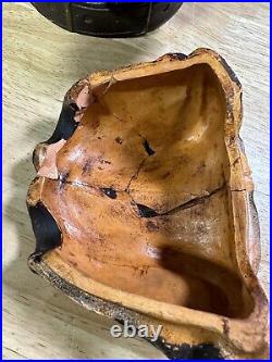 Rare Antique Terra Cotta Bulldog Head Humidor/Tobacco Jar