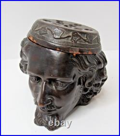 Rare Antique Vintage Tobacco Terracotta Cigar Jar Humidor Face Head U&C 448