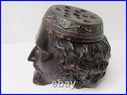 Rare Antique Vintage Tobacco Terracotta Cigar Jar Humidor Face Head U&C 448
