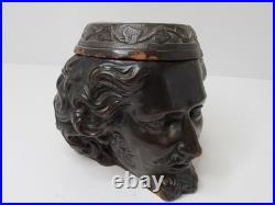 Rare Antique Vintage Tobacco Terracotta Cigar Jar Humidor Face Head U&C 448