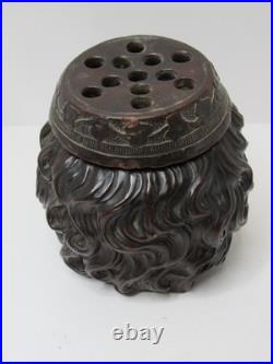 Rare Antique Vintage Tobacco Terracotta Cigar Jar Humidor Face Head U&C 448