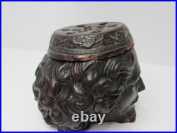 Rare Antique Vintage Tobacco Terracotta Cigar Jar Humidor Face Head U&C 448