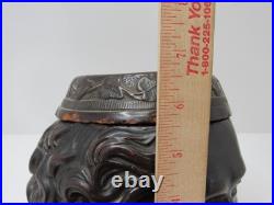 Rare Antique Vintage Tobacco Terracotta Cigar Jar Humidor Face Head U&C 448