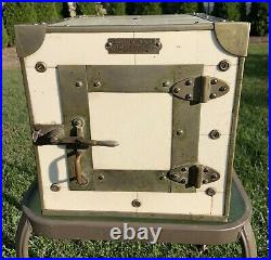 Rare Antique Wilke Porcelain Tile Cigar Case Safe Box Humidor Key Anderson Ind
